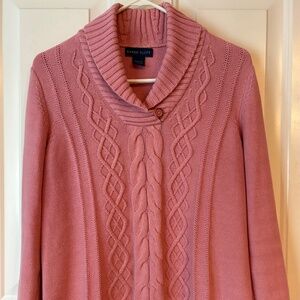 Karen Scott Cable Knit Sweater Size S Cotton V Neck Pink Excellent Condition